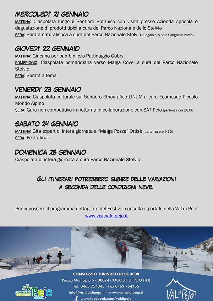 Festival delle Ciaspole – dal 18 al 25 Gennaio 2015 – Val di Pejo