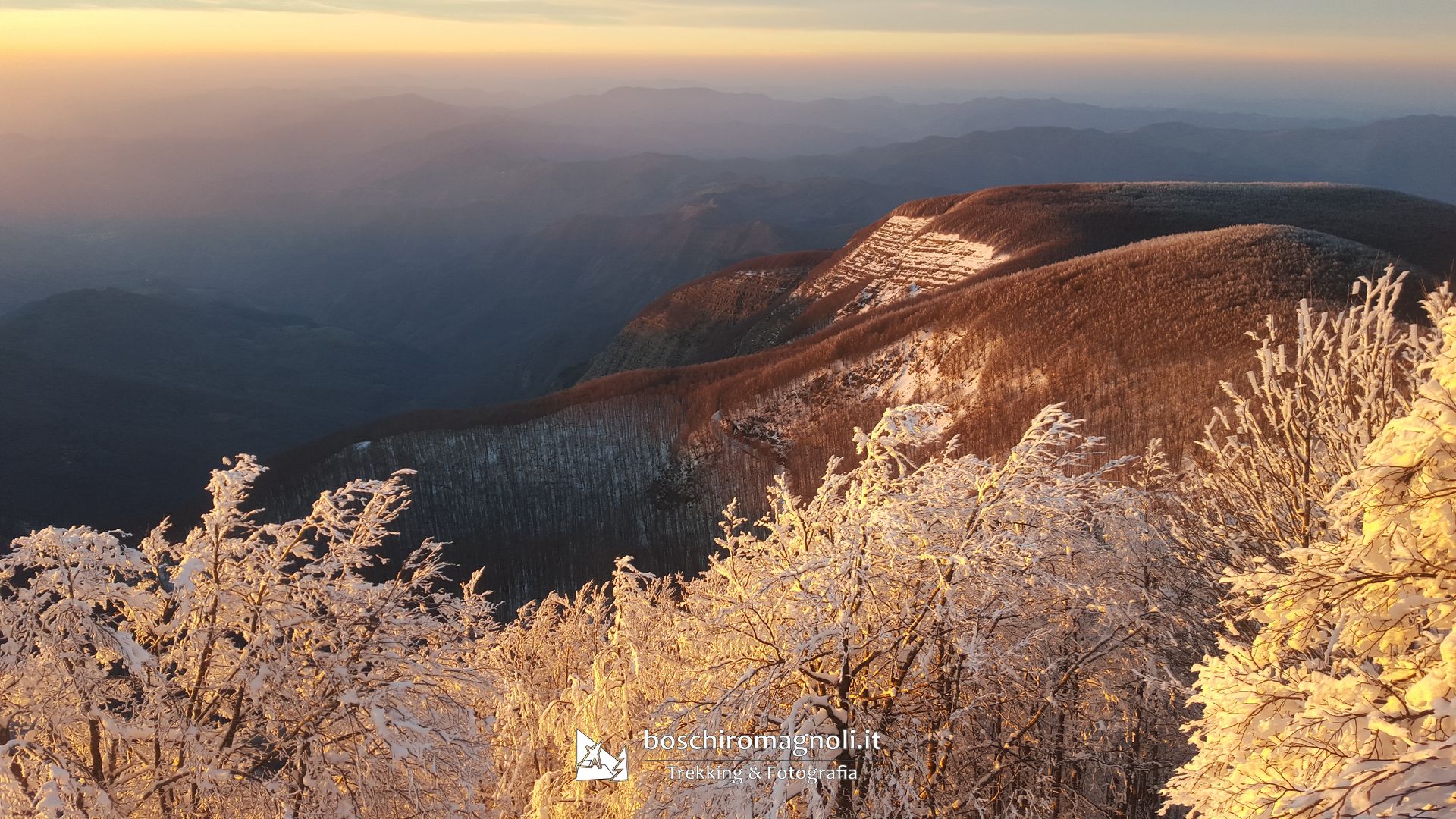 Tramonto sul Monte Falco (Ciaspolata)